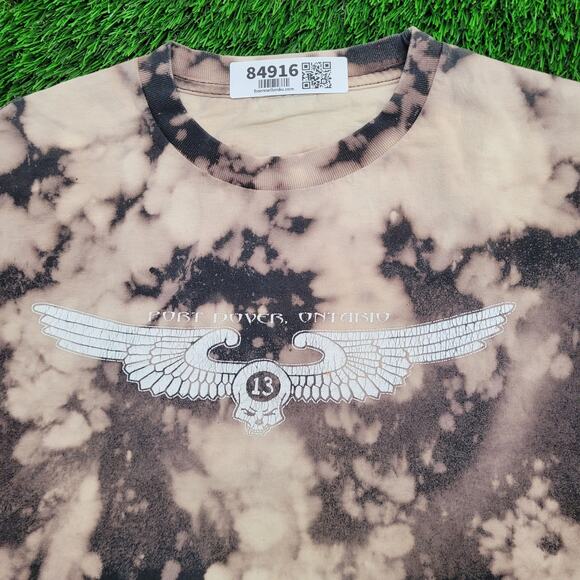 Skull Wings Cropped Shirt Women XL 23x14 Bleached Fort-Dover - Picture 8 of 14
